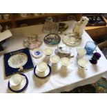 A selection of ceramics including Wedgwood and Coalport Majestic Blue.