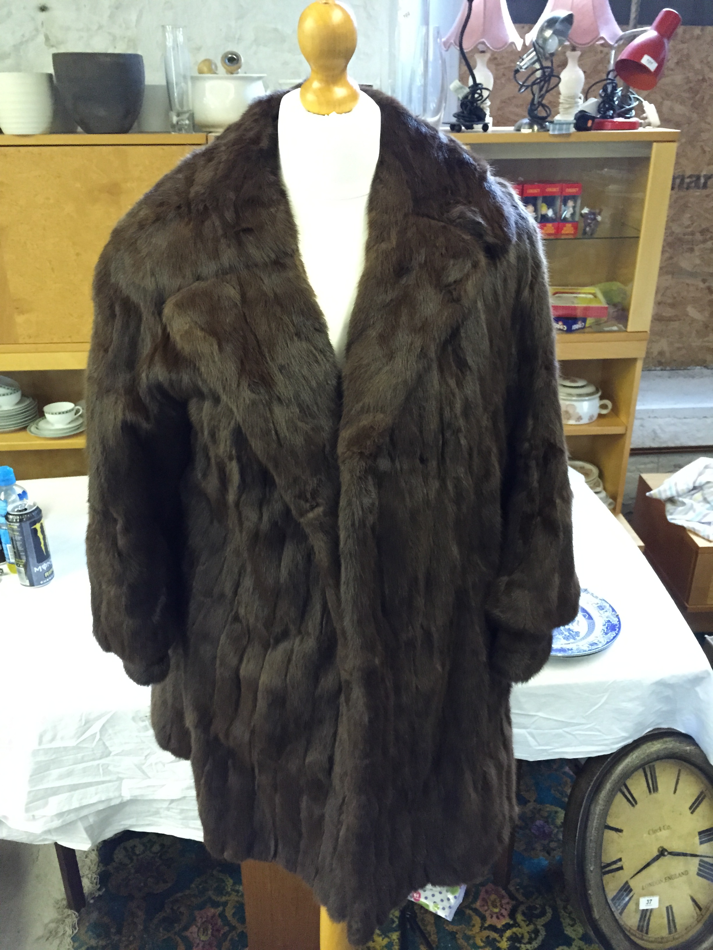 A ladies fur coat.