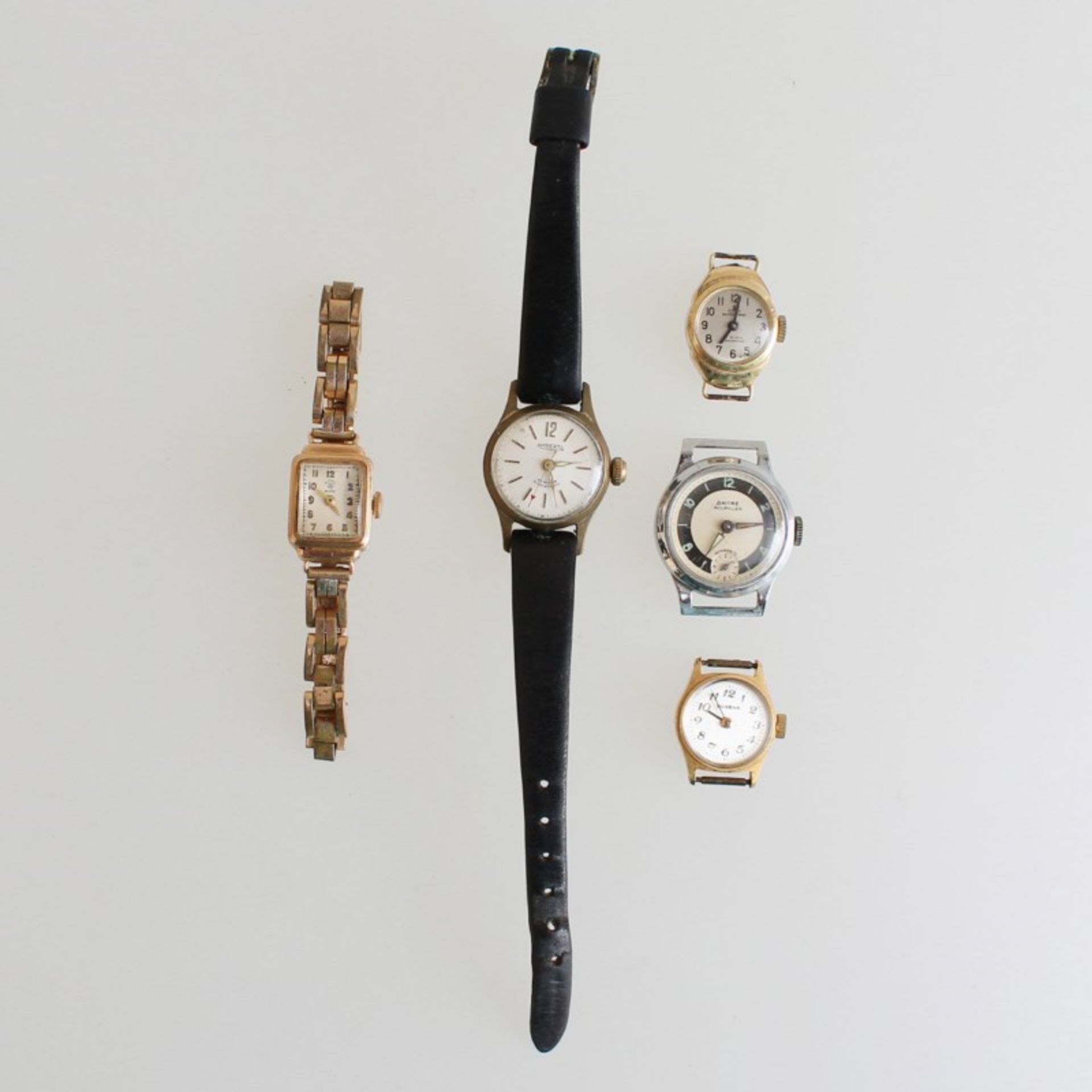 Damenarmbanduhren  5 St., um 1960/80, mechan. Handaufzugswerke v. Goupille, Meisteranker, Dugena,