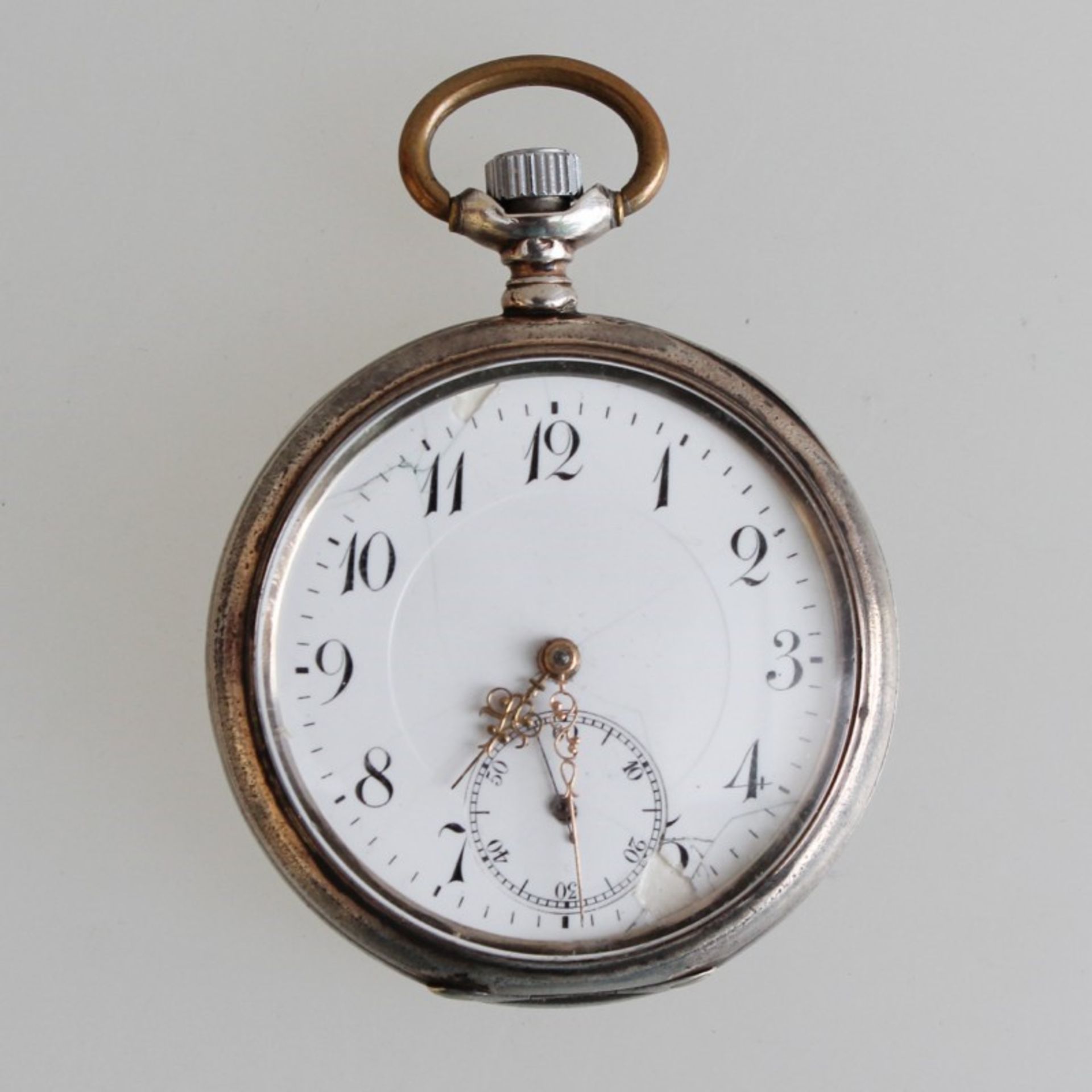 Herrentaschenuhr  um 1910/20, Si. 800, Hrst. RF im Rechteck (wohl Minerva-Robert Frères), Werk m.