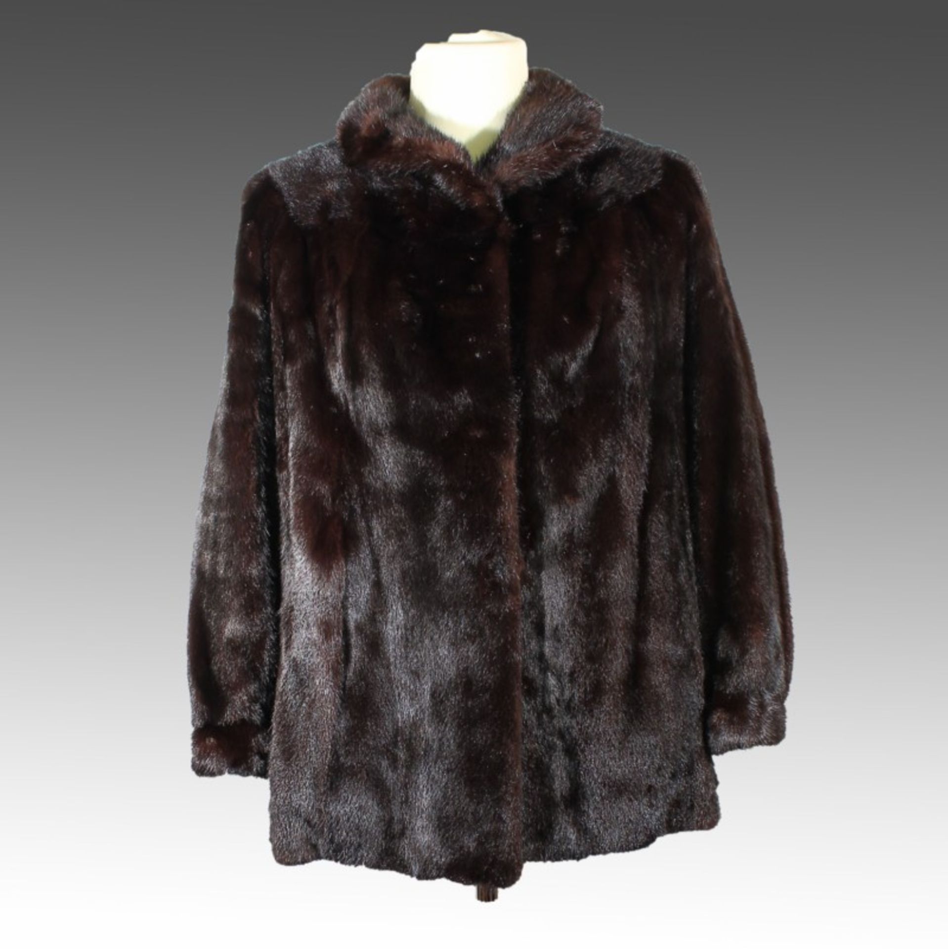 Pelzjacke  dunkelbrauner Nerz, Saga Mink, Ärmelränder abgenutzt, Gr.38/40