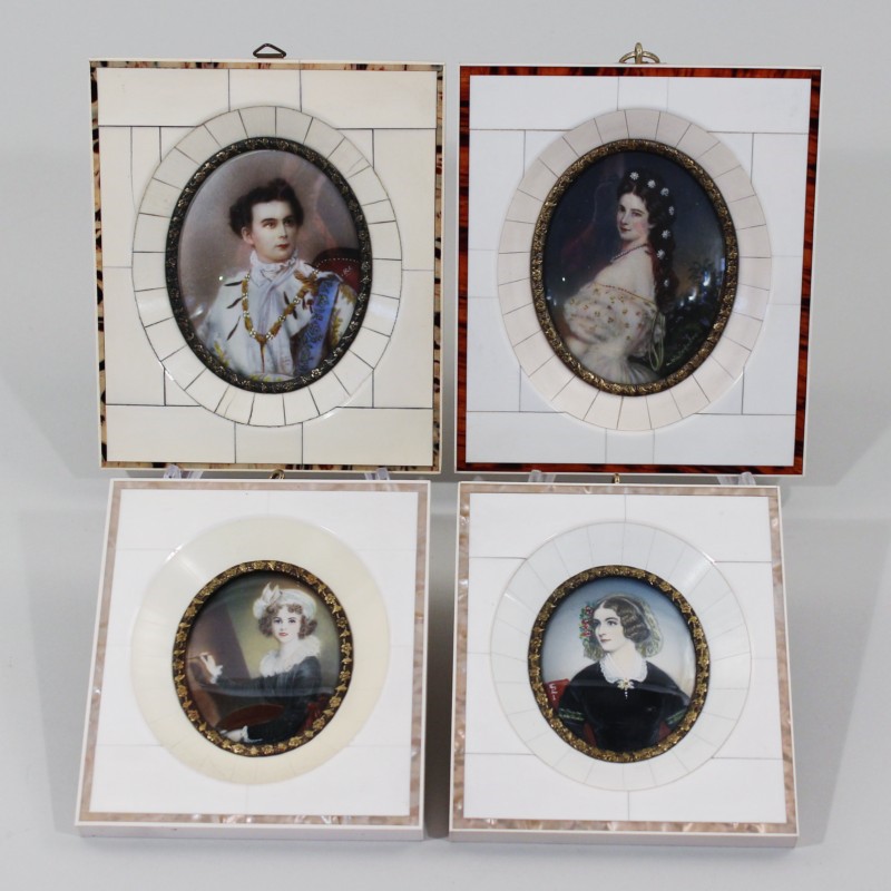 Miniaturen4 St., Brustbildminiaturen, Elisabeth v. Österreich, Ludwig II v. Bayern, Lola Montez,