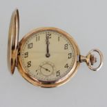 Herrentaschenuhr1925, Savonette, strahlenförmig reliefiertes Golddouble-Gehäuse vs u. rs mit kl.