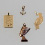 AnhängerGG 585, rechteckiges Plättchen, "Ich liebe dich" graviert, ca.1,2x1,8cm, Gca.2,04g, dazu 3