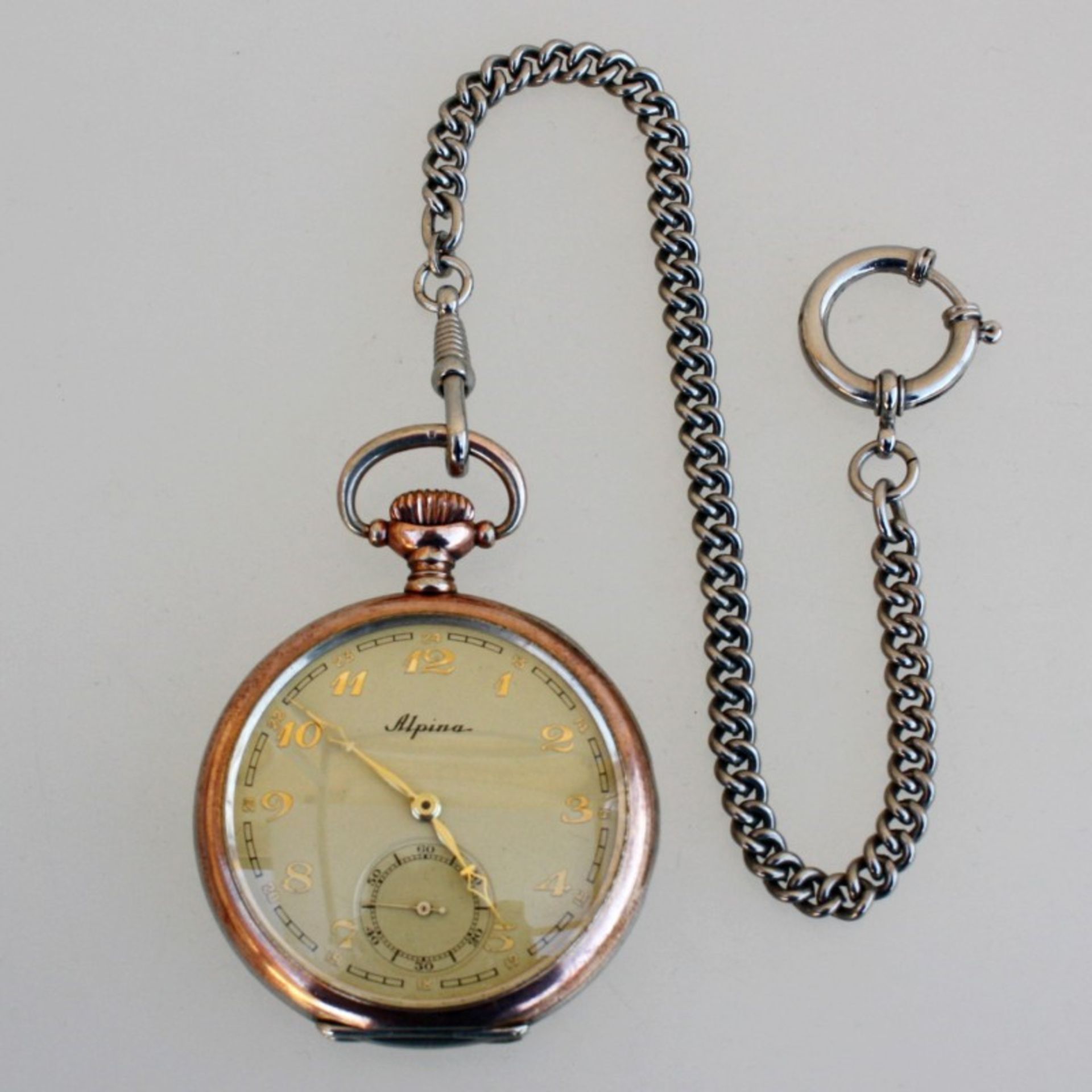 Herrentaschenuhr - AlpinaSi 800, rundes Gehäuse guillochiert, mit Kartusche, Kronenaufzug,