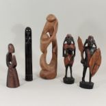 Figuren - Konvolut5 St., Holzschnitzerei, versch. Formen u. Größen, min. Alterssp.