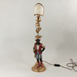 Leuchtermohr1960er J., venezianischer Barockstil, Tischlampe, Holz polychron bemalt/Metall, 1-