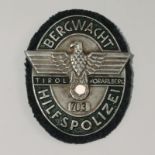 Abzeichen - 3.ReichBergwacht/Hilfspolizei Tirol Vorarlberg, Nr. 703, auf feldgrauem Tuch, rs.