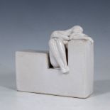 Eiber, Reinhard - SkulpturNürnberger Keramiker, weißer Scherben, eingeschnittener Quader mit