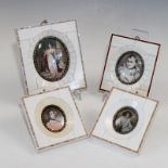 Miniaturen4 St., Brustbildminiaturen, Johann Wolfgang von Goethe, Napoleon n. Delaroche, u.a. sign.,