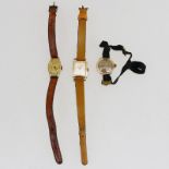 Damenarmbanduhren3 St., 1x Junghans, 2x ungem., versch. Gehäuseformen, Balkenindex/ arab. Ziffern,