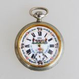 Herrentaschenuhr - Arsarundes Gehäuse, weißes Zifferblatt mit polychromer, bäuerlicher Blumenzier,