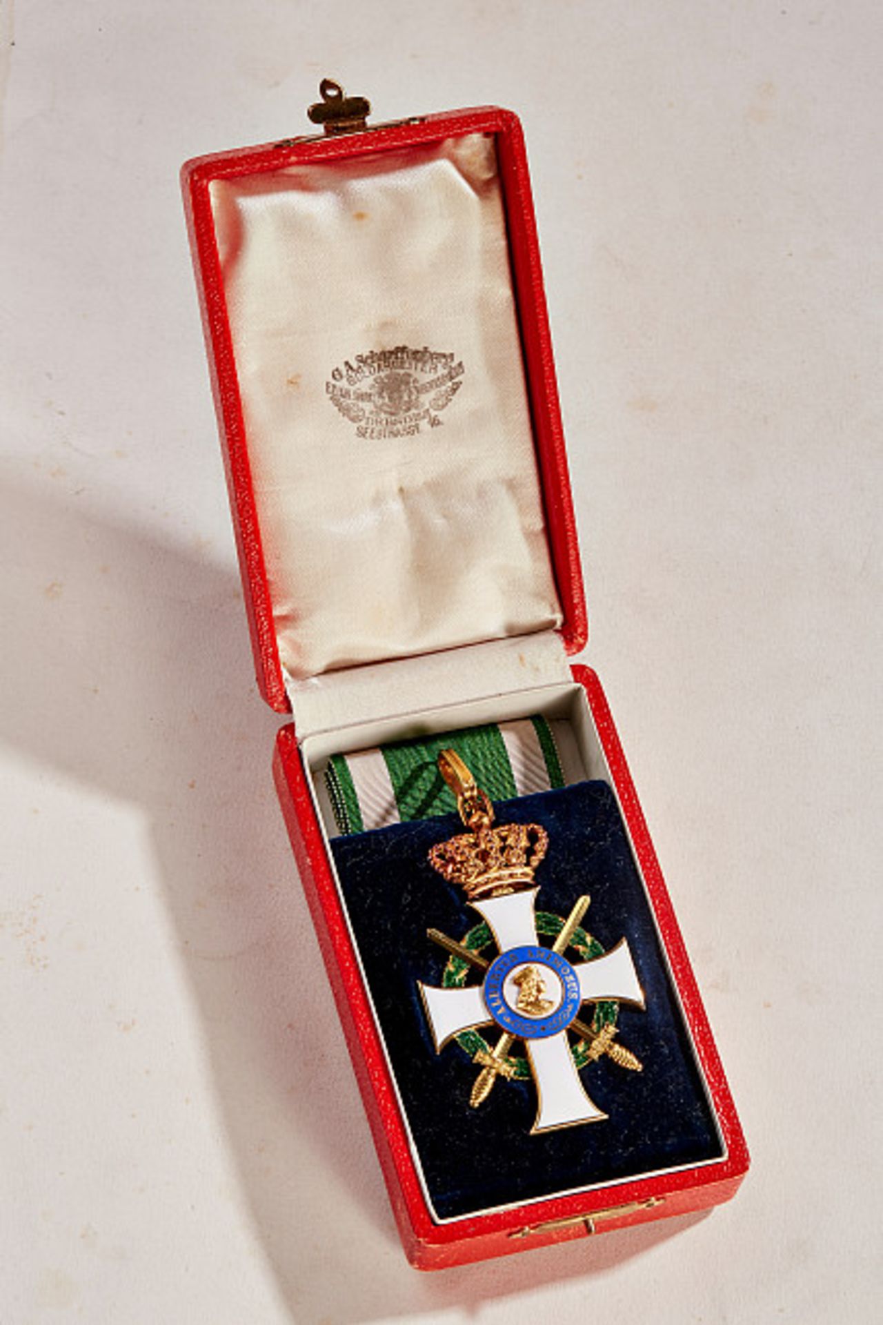 KÖNIGREICH SACHSEN - ALBRECHTS-ORDEN : Kommandeurkreuz mit Schwertern, 2. Modell.Gold und Emaille, - Bild 5 aus 6