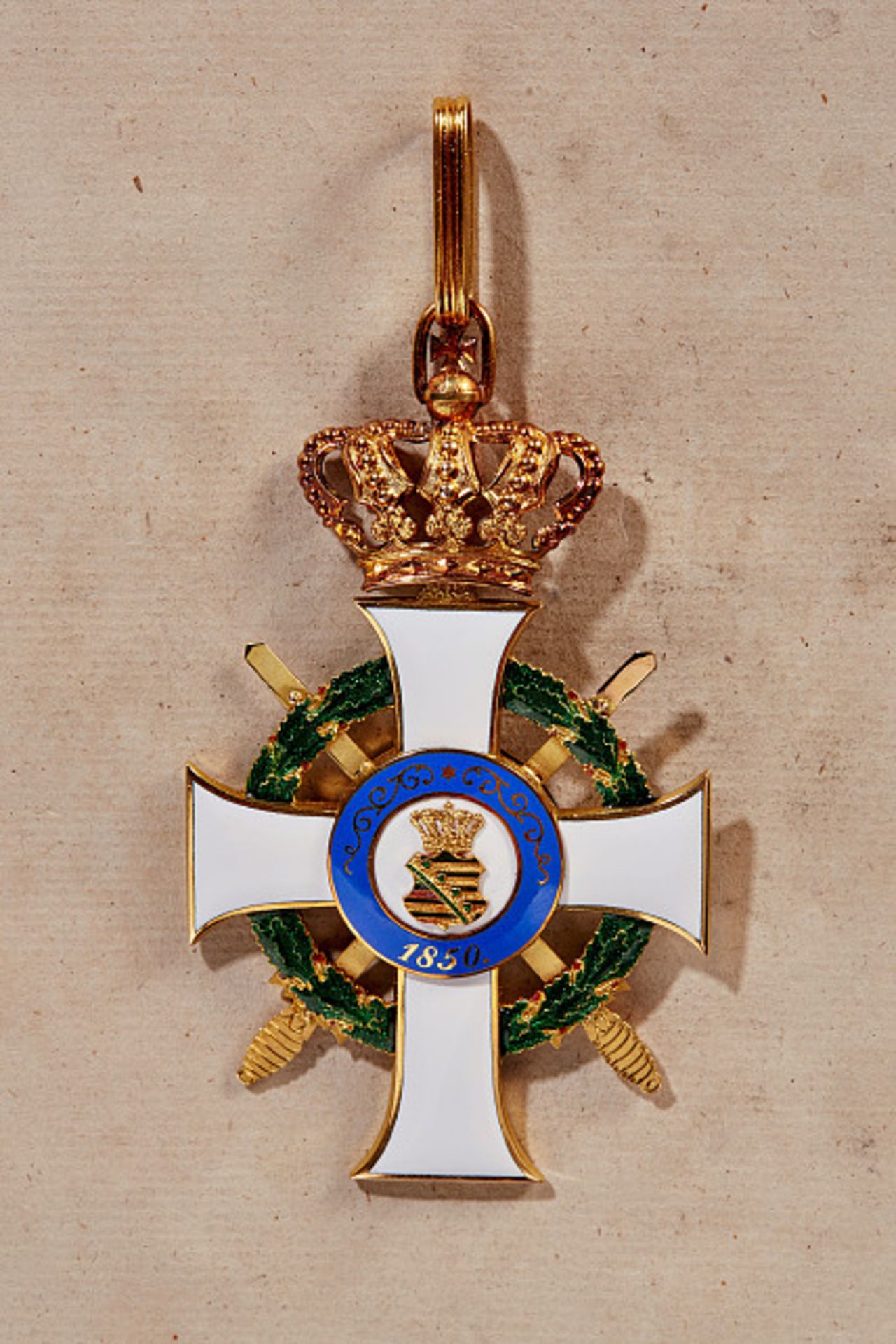 KÖNIGREICH SACHSEN - ALBRECHTS-ORDEN : Kommandeurkreuz mit Schwertern, 2. Modell.Gold und Emaille, - Bild 2 aus 6