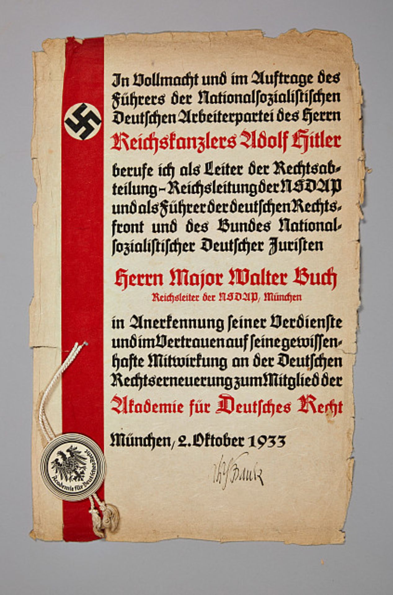 FÜHRENDE PERSÖNLICHKEITEN DES 3. REICHES : Dokumenten-Nachlass des Reichsleiters und SS- - Bild 8 aus 18