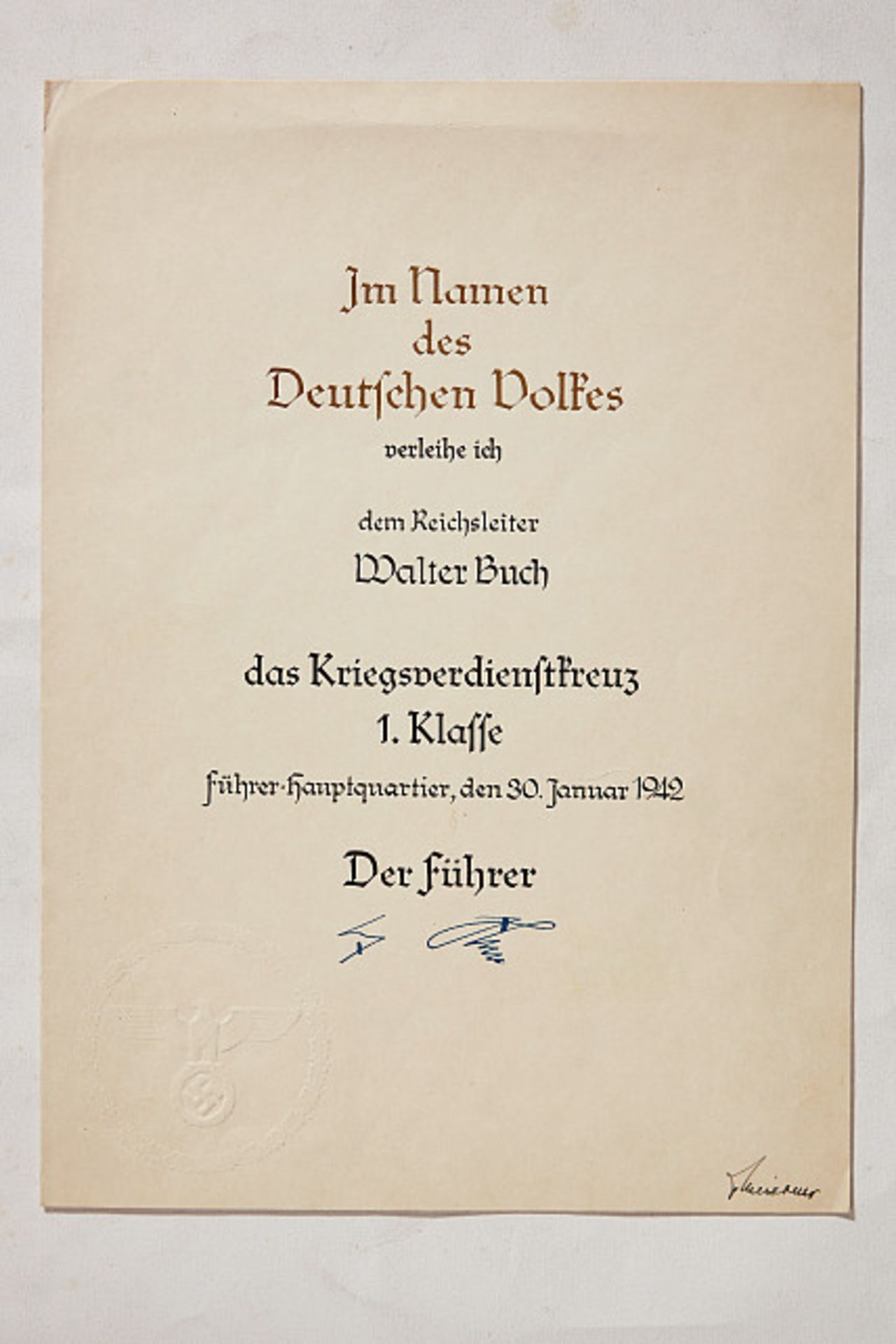 FÜHRENDE PERSÖNLICHKEITEN DES 3. REICHES : Dokumenten-Nachlass des Reichsleiters und SS- - Bild 12 aus 18