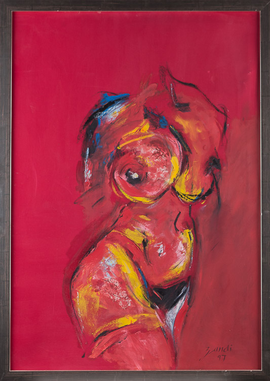Zandi Berlin  "roter Akt"(97)  Gemälde Öl/Stoff, 100 cm x 70 cm, in Galerierahmung,  rechts unten - Image 3 of 7