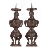 Paar Asiatische Bronzeleuchter um 1900/Pair of Asian Bronze Candelabras about 1900Decorated