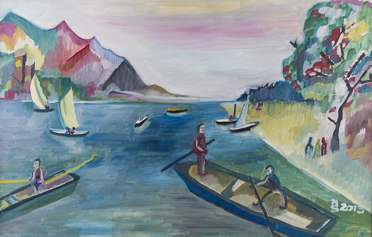 Michael Steinpichler (XX-XXI)  "Lago di Garda"  Gemälde Öl/Leinwand/Malkarton, 60 cm x 90 cm  rechts