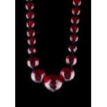Bernsteinkette/ Amber Nacklace  rot, L: 45 cm, 39 g. 8 mm - 20 mm/  red, length: 45 cm, 39 g. 8 mm -