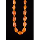 Bernstein Kette / Amber Necklace Antique Art Deco  Butterscotch, alle Steine in verschiedener