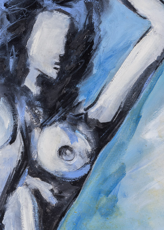 Zandi Berlin  "blauer Akt"  Gemälde Öl/Leinwand, 50 cm x 60 cm, in Galerierahmung,  rechts unten - Image 4 of 6