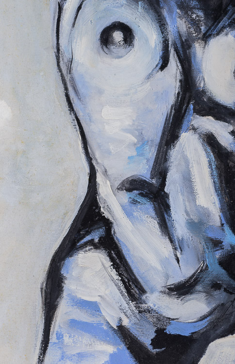 Zandi Berlin  "blauer Akt"  Gemälde Öl/Leinwand, 50 cm x 60 cm, in Galerierahmung,  rechts unten - Image 5 of 6