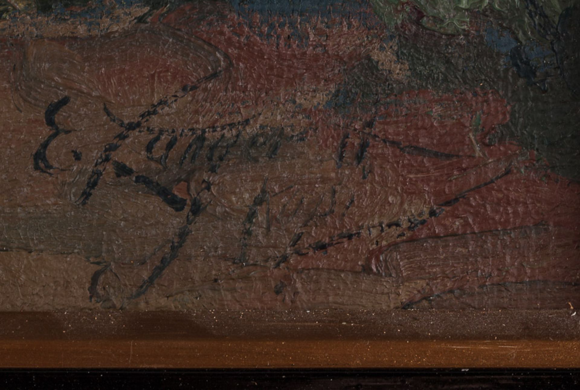 Erich Langer 20. Jhd."Flußlandschaft"
Gemälde Öl/Leinwand, 62,5 cm x 76 cm, gerahmt,
rechts unten - Image 3 of 4