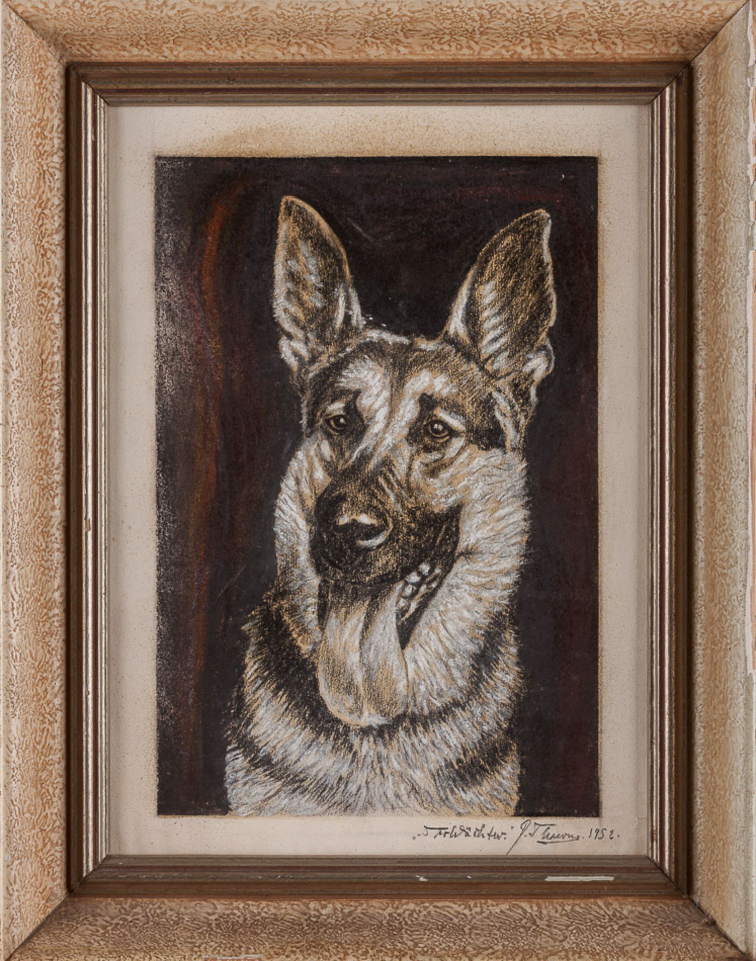 P.Thurns 20. Jhd."Schäferhund"
Aquarell-Zeichnung, Mischtechnik-weissgehöht, 
36 cm x 26 cm, - Image 2 of 4