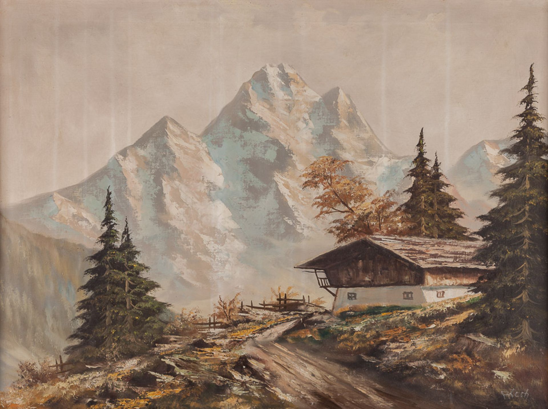 Künstler des 20. Jhd."Gebirgslandschaft"
Gemälde Öl/Leinwand, 60,5 cm x 80 cm, gerahmt,
rechts unten