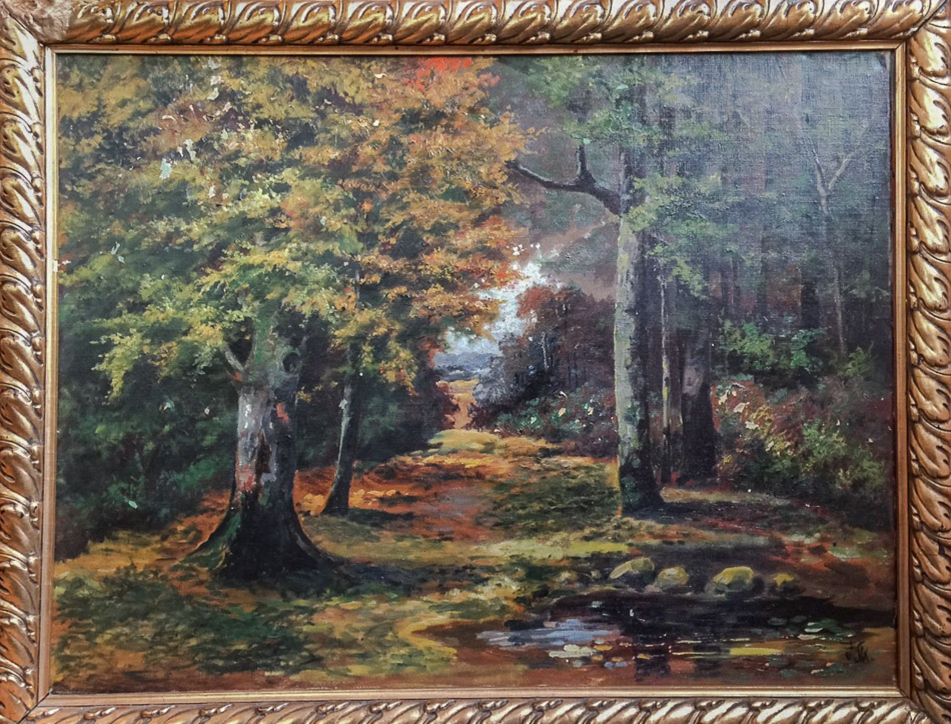 Monogrammist F.SK 20. JHd."Herbstwald"
Gemälde Öl/Leinwand, 58 cm x 75 cm, gerahmt,
rechts unten - Image 2 of 4