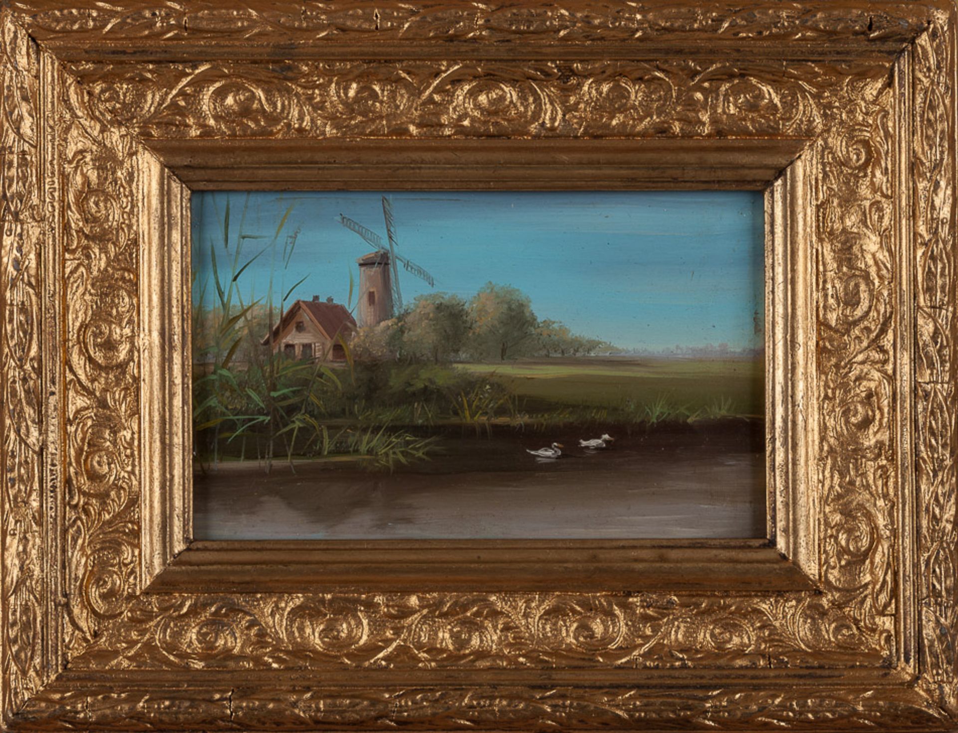 unbekannter Künstler des 19./20. Jhd."Landschaft mit Mühle und Teich"
Gemälde Öl/Holz, 9,7 cm x 15,5 - Image 2 of 3