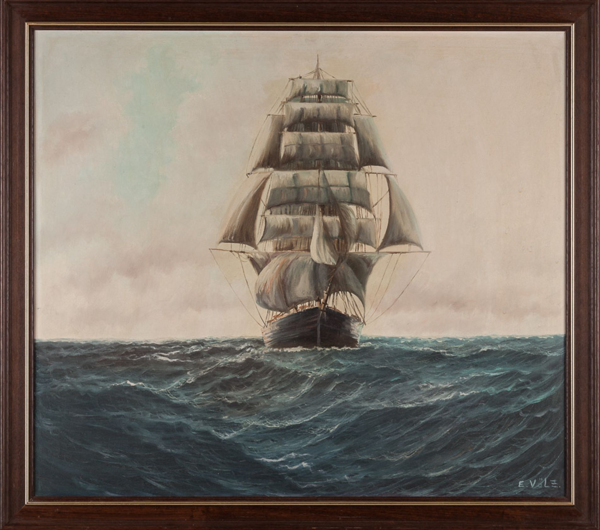 Edmund Völz (1902-1972)"Segelschiff auf Hoher See"
Gemälde Öl/Leinwand, 69 cm x 79 cm, gerahmt, - Image 2 of 5