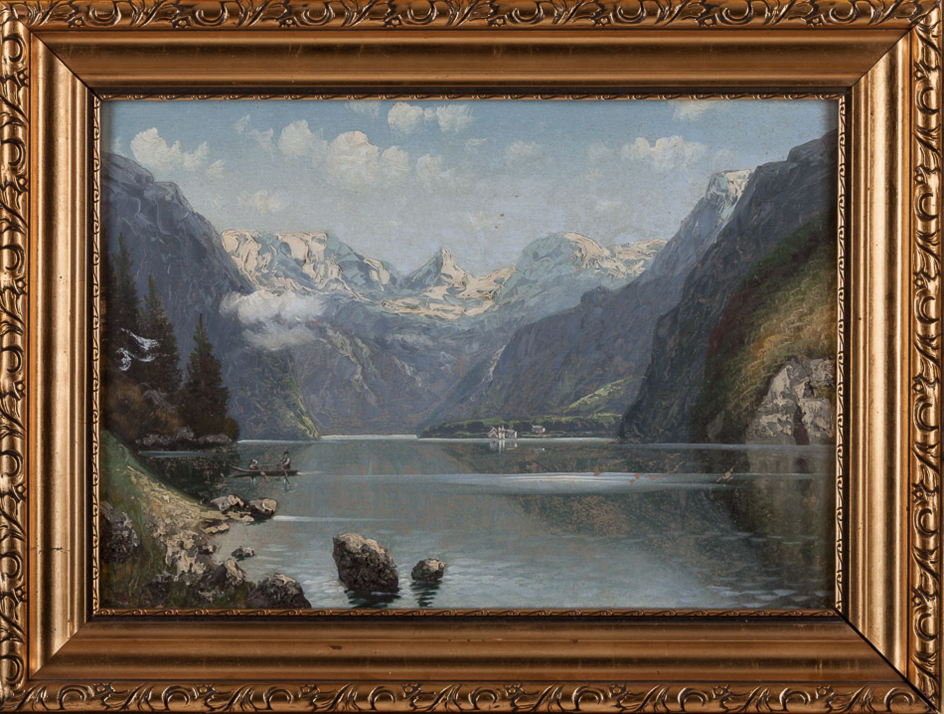 Thiele 20. Jhd."Gebirgssee"
Gemälde Öl/Malkarton, 33 cm x 48 cm, gerahmt,
links unten signiert - Image 2 of 5