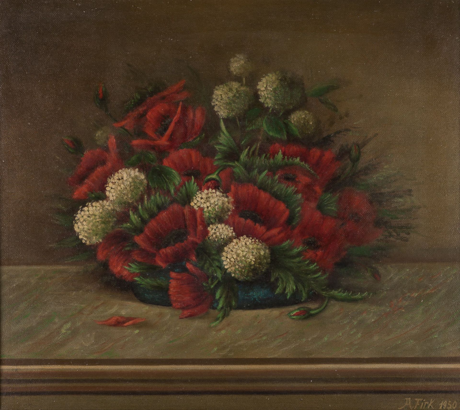 A.Firk 20 Jhd."Blumenstillleben"
Gemälde ÖL/Hartfaser, 62 cm x 70 cm, gerahmt,
rechts unten