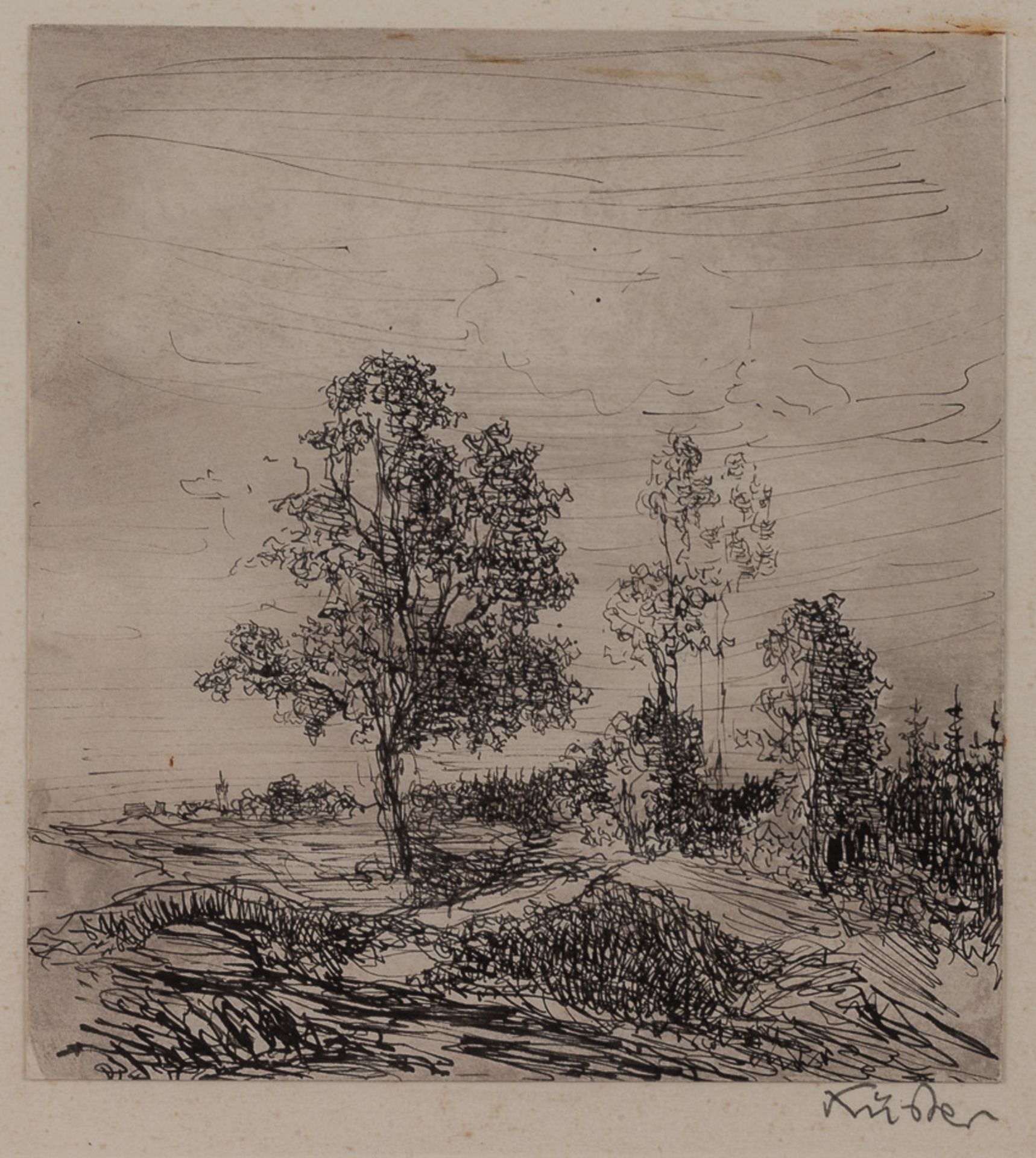 Baron von Küster 19./20. Jhd."Vilshofen"
Zeichnung, Tinte-Feder 14,5 cm x 13,5 cm,
rechts signiert