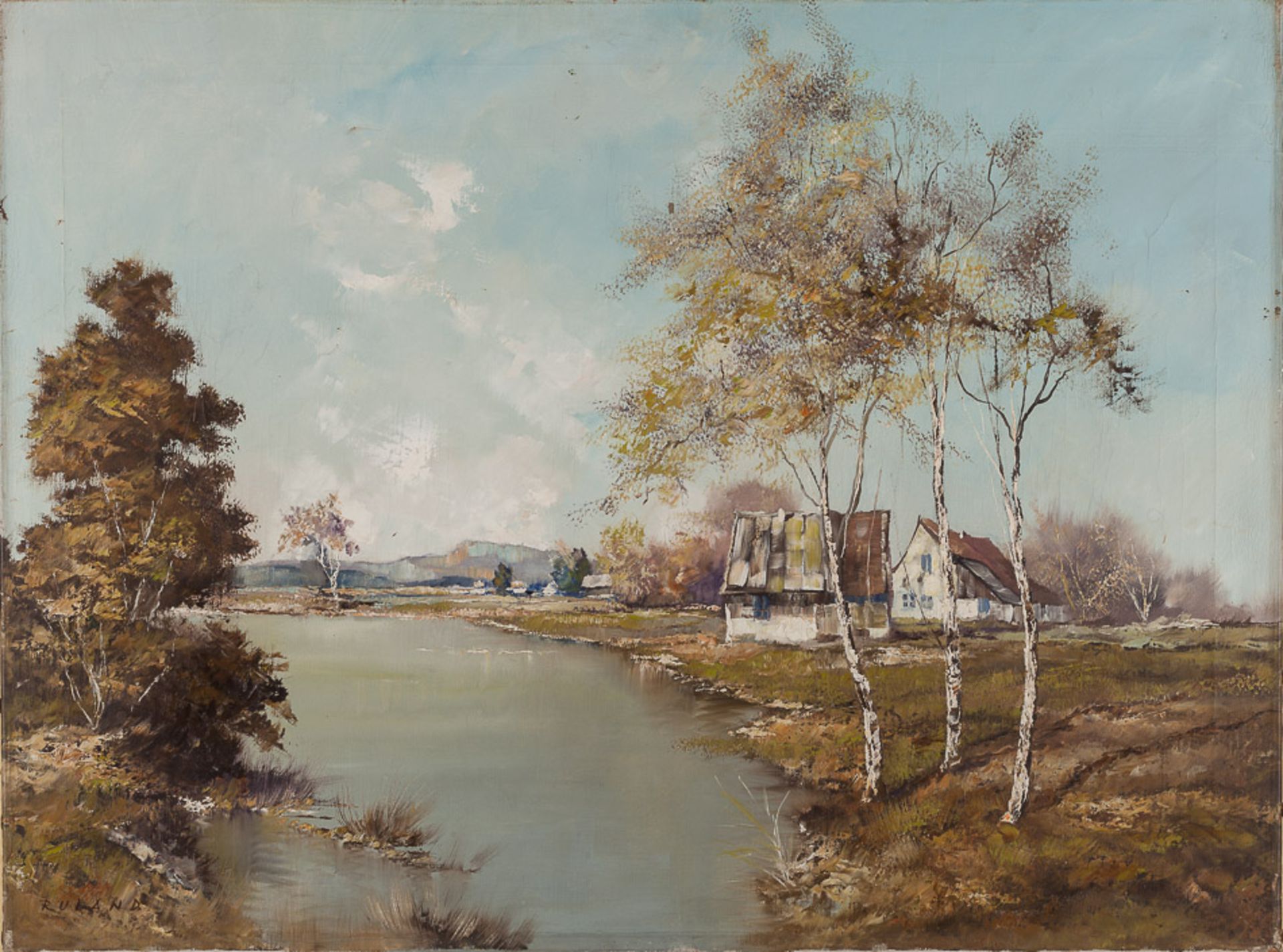Friedrich Josef Ruhland (1910-1986)Flußlandschaft"
Gemälde Öl/Leinwand, 60 cm x 80 cm,
links unten