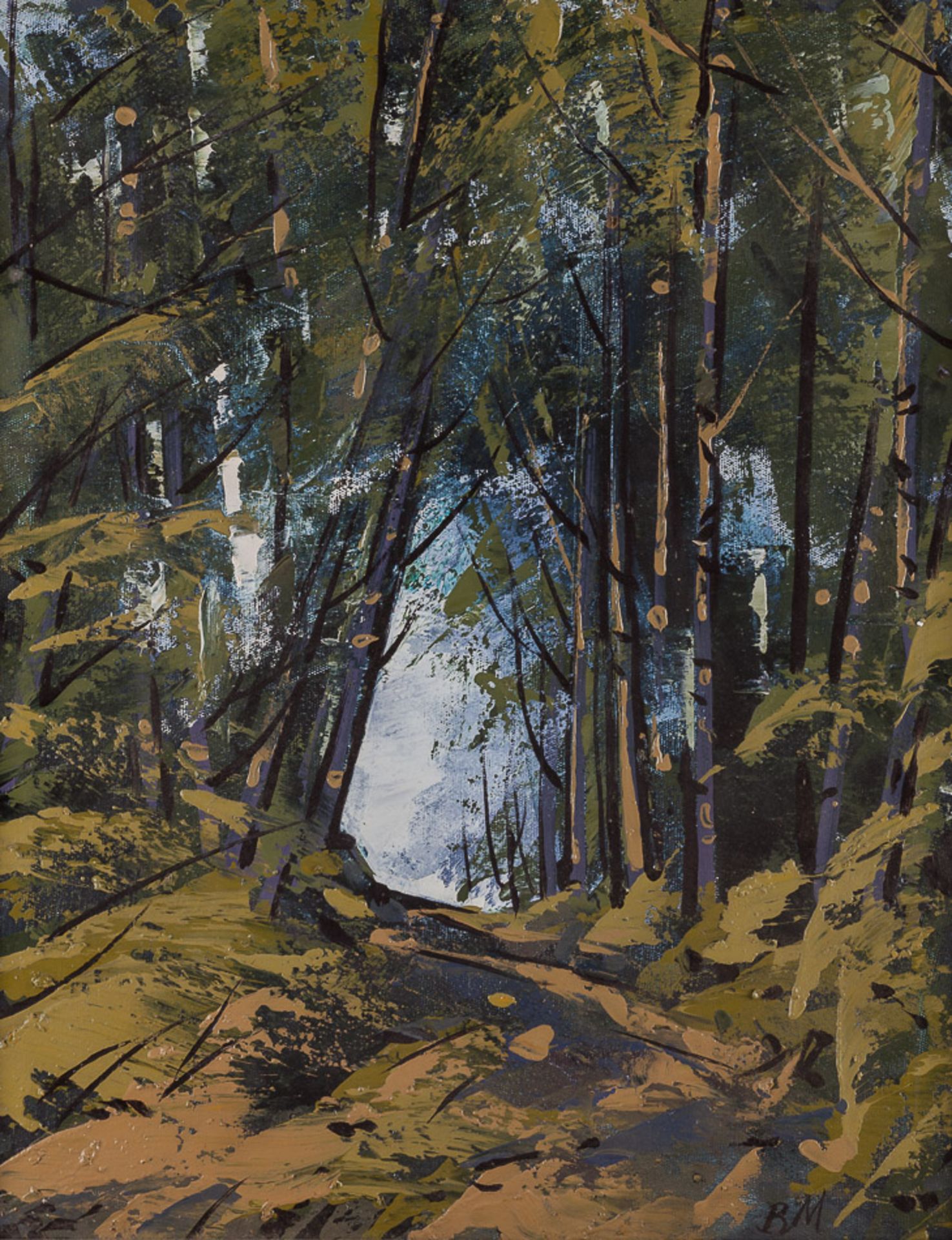 Russischer Künstler BW (Makarow) 20. Jhd."Waldlandschaft"
Gemälde Öl/Leinwand, 
49,5 cm x 39,5 cm,