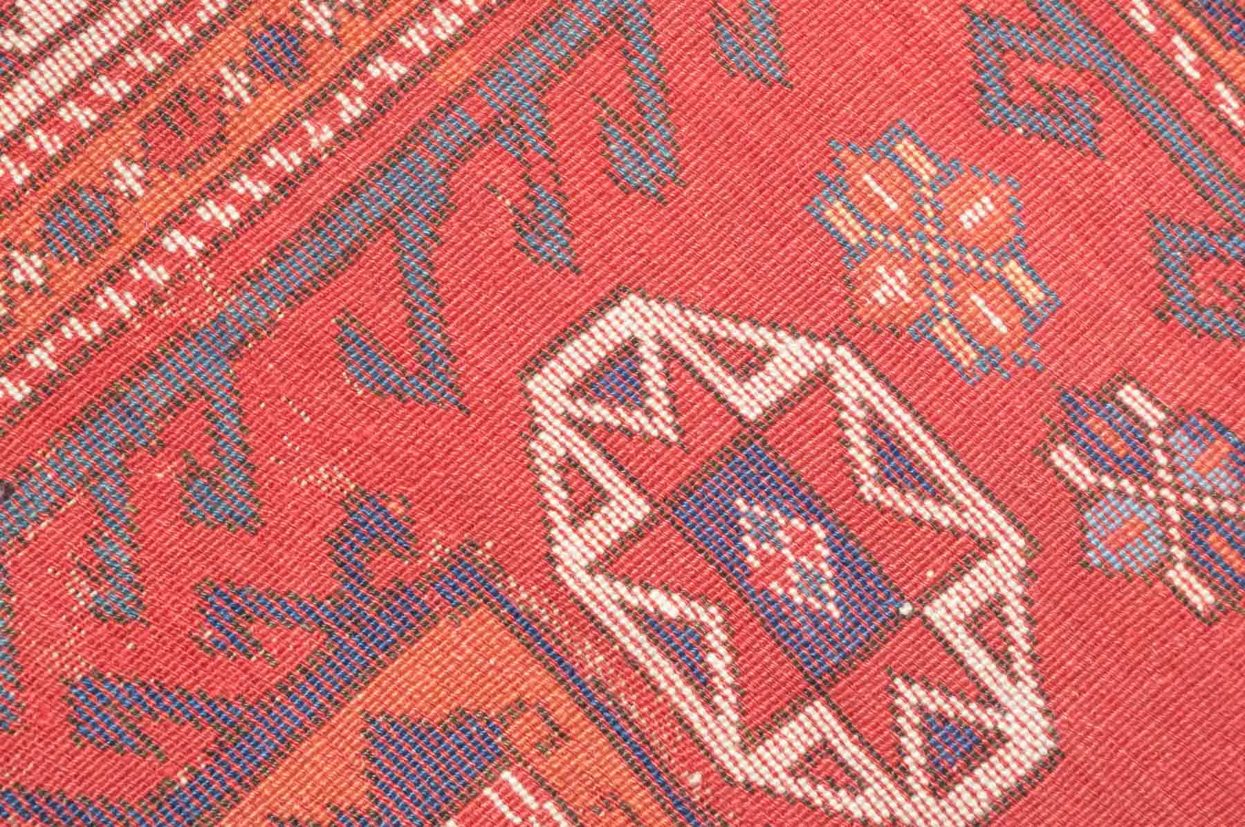 alter Orientalischer Teppich / Old oriental carpethandgeknüpt, ca. 215 cm x 147 cm, abgetreten mit - Image 2 of 2