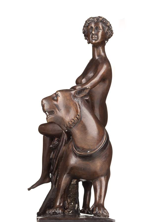 unbekannter Bildhauer des 20. Jhd. / Unidentified sculptor 20th century"Weiblicher Akt auf Leopard - Image 2 of 3