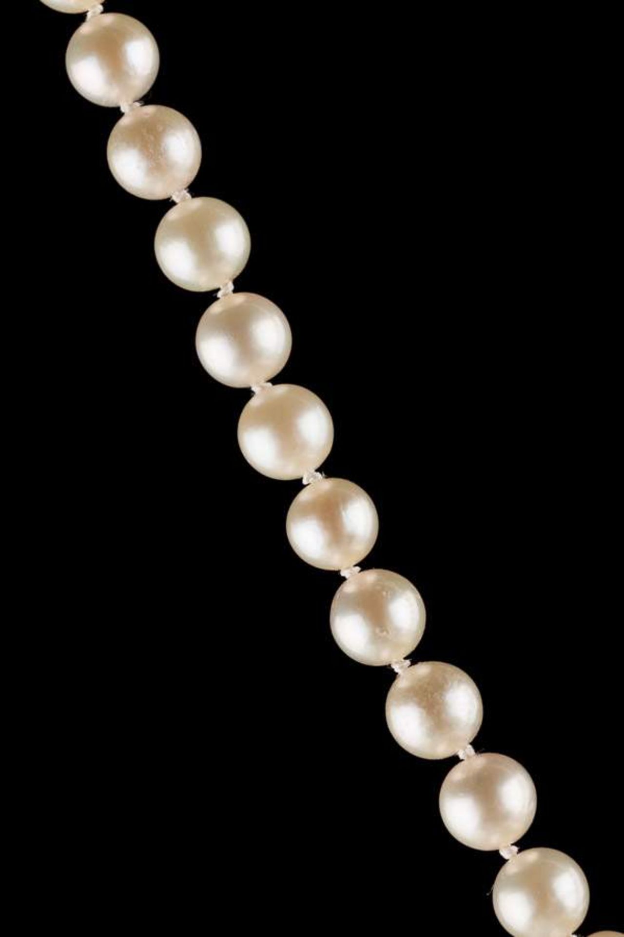 Perlenkette / Pearl necklaceSchließe GG 585/000, L: 42 cm, Ø der Perlen 6 mm / 
clasp yellow gold - Bild 2 aus 2