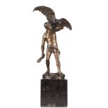 Julius Paul SCHMIDT-FELLING (1835-1920)"Steinzeit Falkner" 
Skulptur-Volumen, Bronze, H: 29 cm,