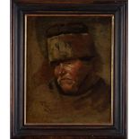 Russischer Künstler des 19. Jhd."Portrait eines Kosaken"
Gemälde Öl/Leinwand-doubliert, 47,5 cm x