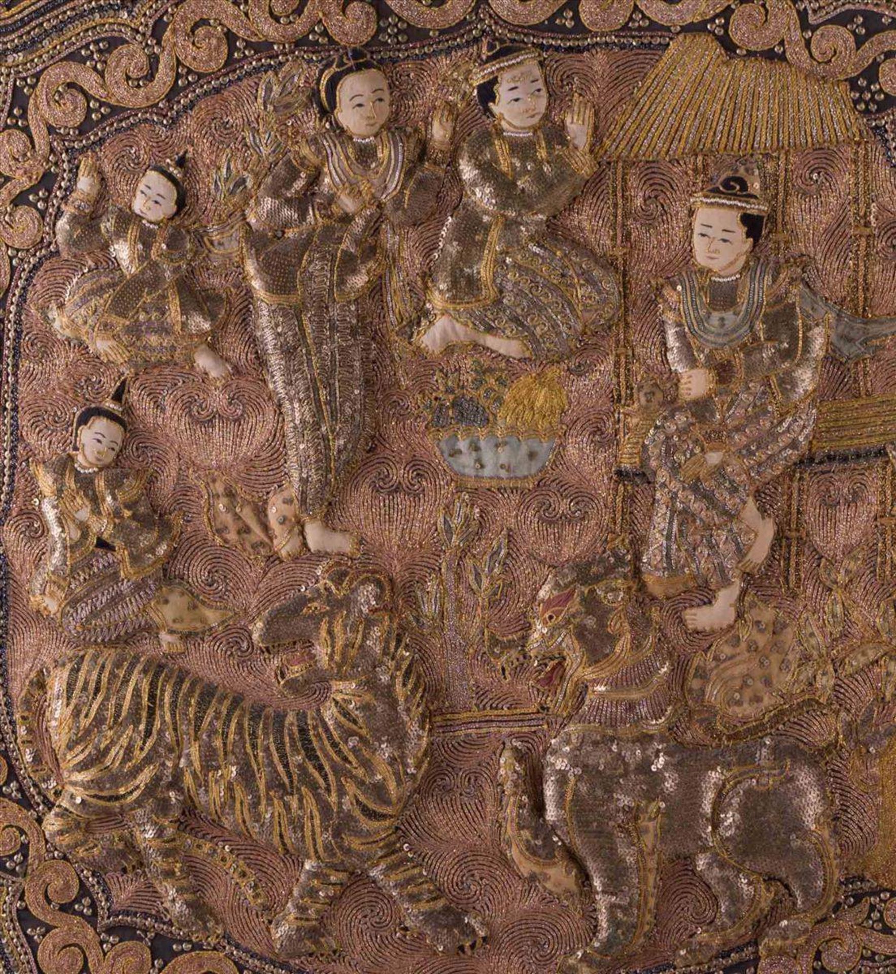 asiatischer Wand-Palastbehang 18./19. Jhd. / Asian palace-wall decoration, 18th/19th centurywohl - Bild 2 aus 6