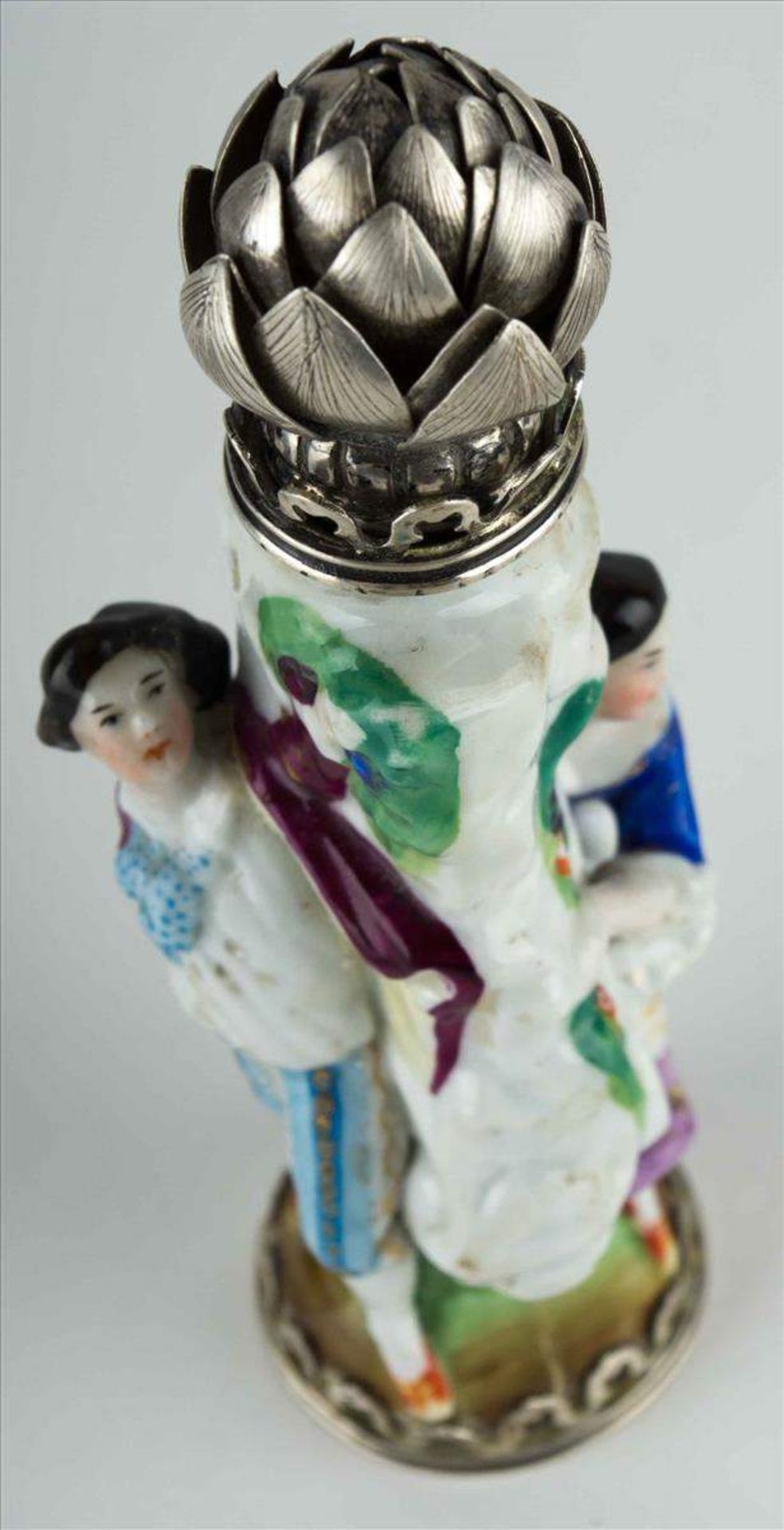 Parfumflakon Rußland / Perfume bottle, RussiaPorzellan mit Silbermontierung 84 Zolotnik, farbig - Bild 4 aus 8