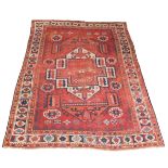 alter Orientalischer Teppich / Old oriental carpethandgeknüpt, ca. 215 cm x 147 cm, abgetreten mit