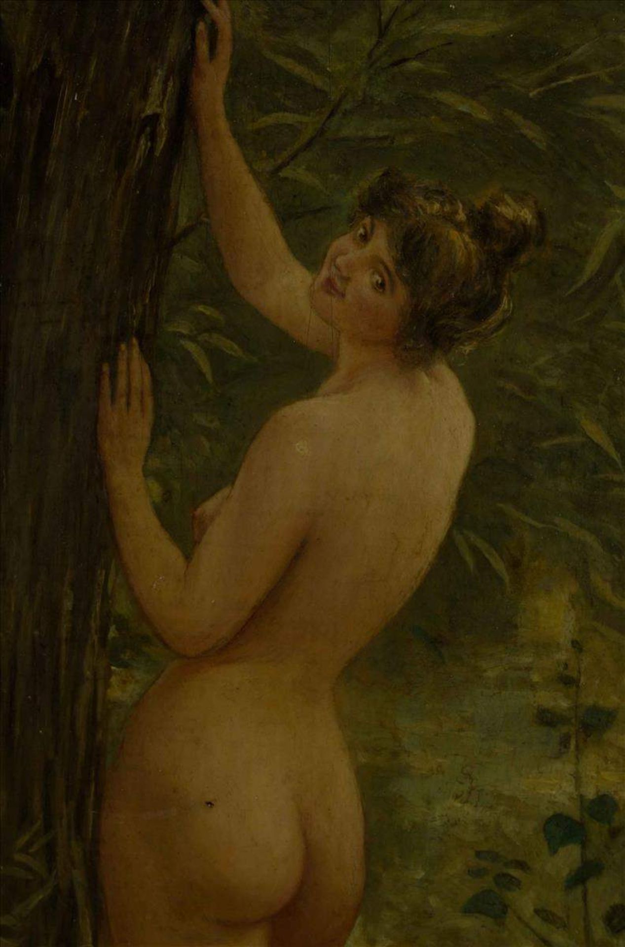 Max BREDT (1860-1921)"stehender Akt im Wald" 
Öl/Leinwand/Holz, 27 cm x 14 cm,
unten rechts signiert - Bild 2 aus 3