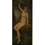 Max BREDT (1860-1921)"sitzender Akt im Wald" 
Gemälde Öl/Leinwand/Holz, 
27 cm x 14 cm, unten rechts