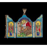 kleiner Ikonen-Anhänger Rußland / small icon pendant RussiaSilber 84 Zolotnik, innen Cloisonne, 3