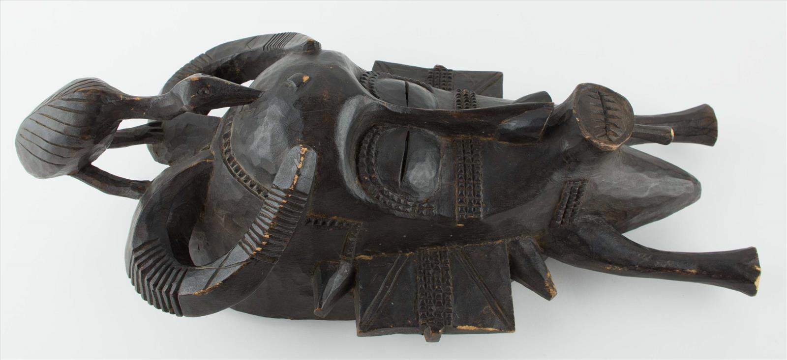 Afrikanische Senufo Maske Kolonialzeit / African Senufo mask, colonialism periodHolz, beschnitzt, L: - Image 2 of 3